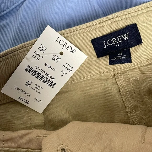 Jcrew Factory NWT pleated chino short bundle khaki baby blue green preppy size 4